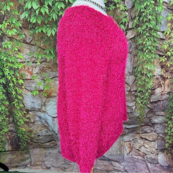 M&S COLLECTION Hot Pink Metallic Eyelash Fringe Sweater, US 20/UK 24 - Picture 4 of 10